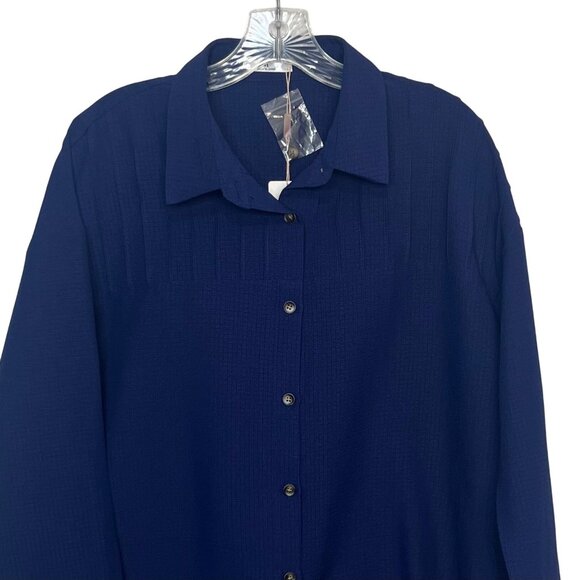 Hotouch Long Sleeve Button Up Shirt Womens Large Blue New - Picture 4 of 11